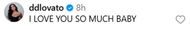 Demi comments on Jutes' post. (Image via Instagram/@jutesmusic)